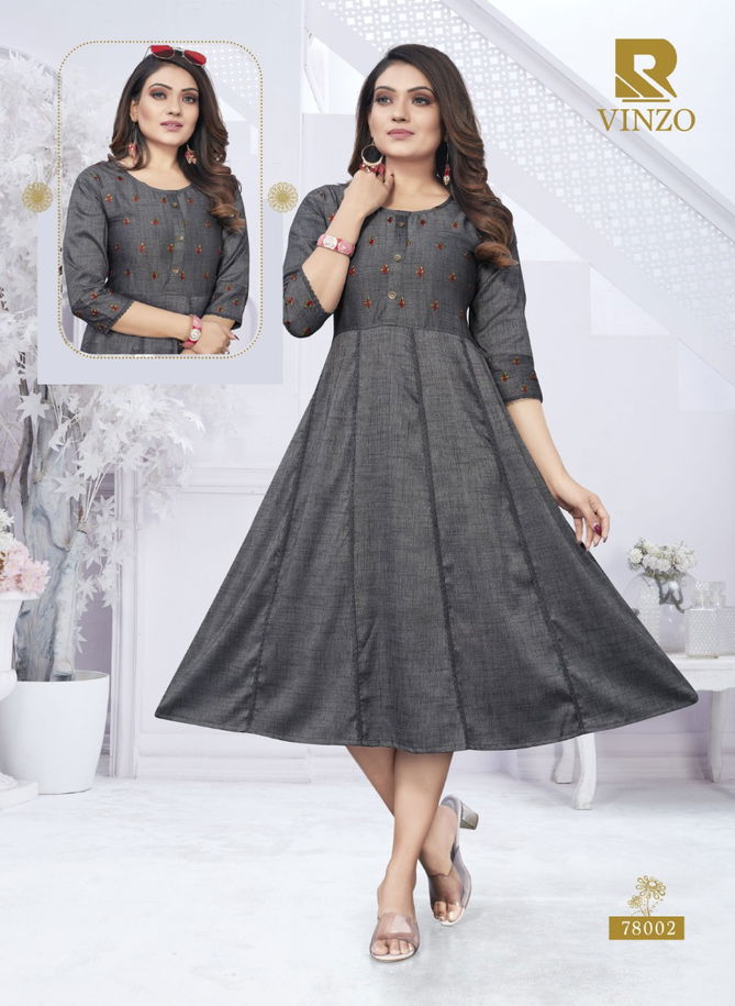 Raashi Vinzo Rayon Regular wear Latest Anarakali Kurti Collection